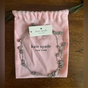 NWT Kate Spade Long Silver and Crystal Necklace